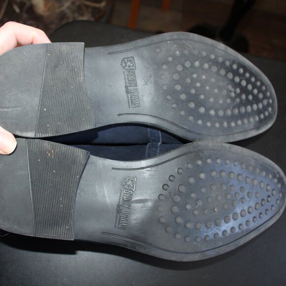 Stacy Adams 10M Men's Blue Suede Slip-On Loafers Dress Shoes w/ Chrome Buckle - Picture 10 of 16